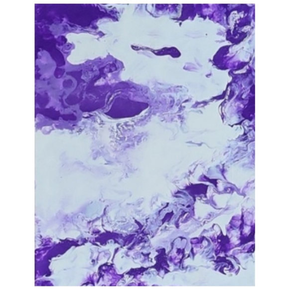 Hand Crafted Purple and White Abstract Design 11x14 Inches Canvas Painting - Picture 2 of 4